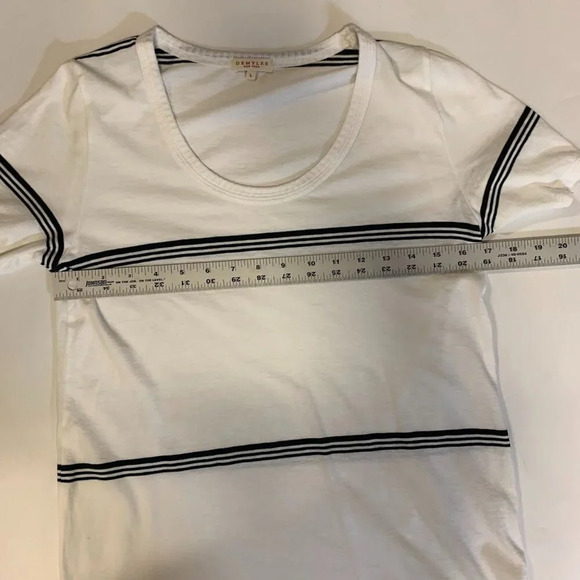 Demylee Women's Pima Cotton Striped Round Neck Short Sleeve Shirt‎ SIze L - Picture 10 of 12